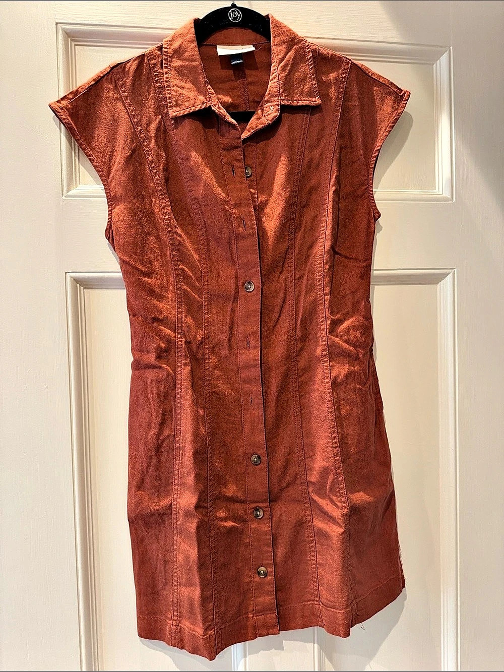 Universal Thread Short-Sleeve Button-Front Mini A-Line Dress Burnt Orange Small